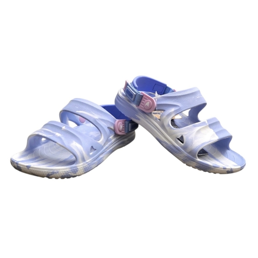 Rugged Shark Girl's Nature Sandals with Back Strap in Purple/ White, Size 2 NWT!